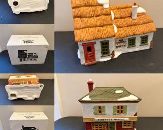 Dept. 56 Heritage Village Collection Dicken’s Village Series Porcelain Lighted Houses Tiny Tim & Scrooge & marley