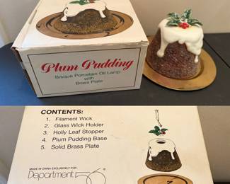 Dept. 56 Plum Pudding Bisque Porcelain Oil Lamp