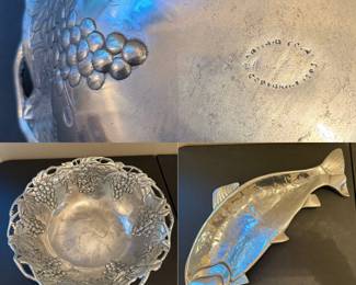 Arthur Court Open lace Grapes Pewter Bowl
Vintage 1970's Bruce Fox Design Wilton Armetale Aluminum Fish Serving Dish