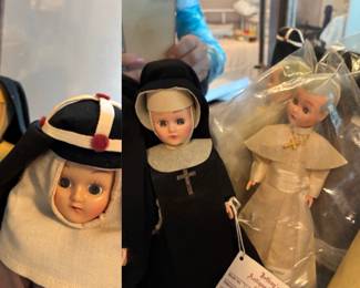 Small Antique 1950’s Dolls dressed by Nuns-sold to support the Convents
There are a few Priest Dolls & a Pope