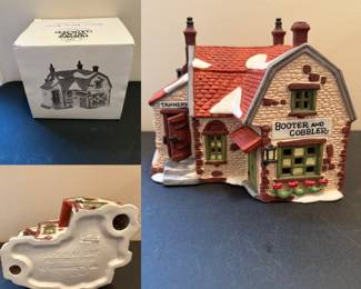 Dept. 56 Heritage Village Collection Dicken’s Village Series Porcelain Lighted House Booter and Cobbler 1988