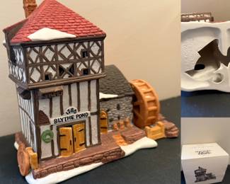 Dept. 56 Heritage Village Dickens Village 
Bly The Pond Millhouse Porcelain lighted House 1986