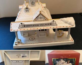 Village Treasures Lenox Porcelain Lighted House  Mistletoe Park Mistletoe Village