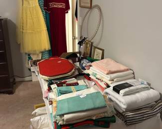 linens of all kinds, vintage clothing