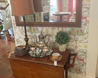 Wooden rolling tea cart