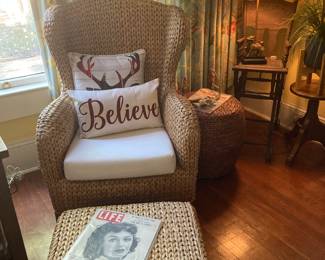 Vintage Pier 1 wicker chair and Ottoman