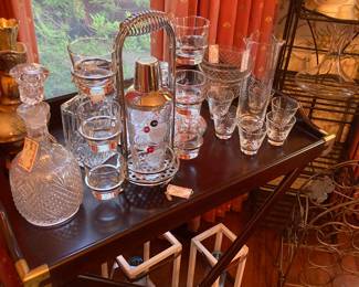 Vintage bar ware and bar table with removeable tray 