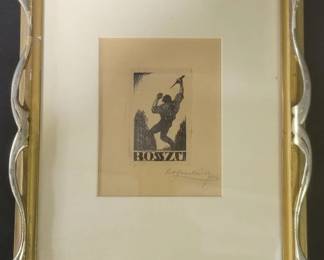 Vintage pencil signed and dated 1926 lithograph
