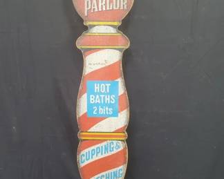Vintage handpainted shaving parlor wood sign