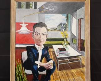 Signed Philip Slien oil painting (Cameron Silver) on canvas mounted on paper