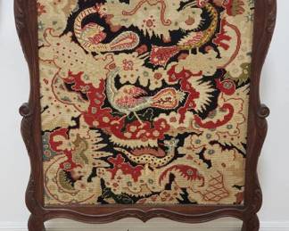 Antique tapestry fire screen