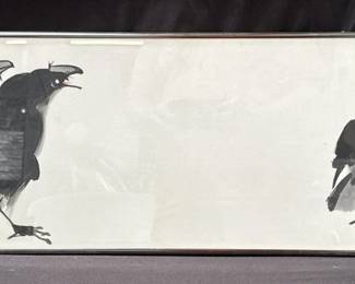 Framed signed Poon Tai To ink on silk painting