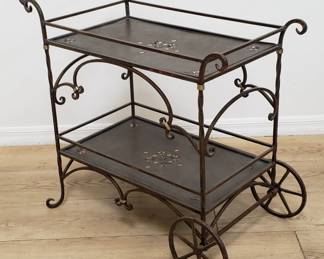Wrought iron serving cart