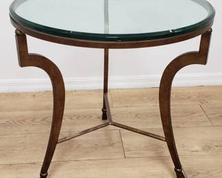 Kreiss Collection-style glass top side table