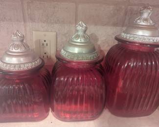 Artland Ruby Red Canisters