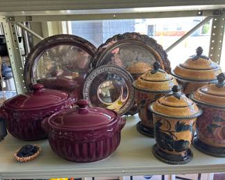 Various covered dishes and Ceramic Cannisters