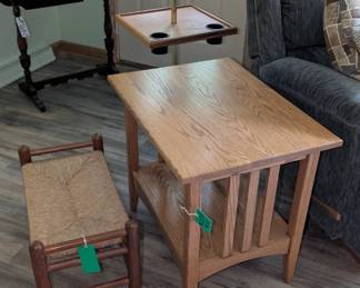 Many side, end tables and lamps.