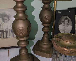 Beautiful large antique brass candle sticks.