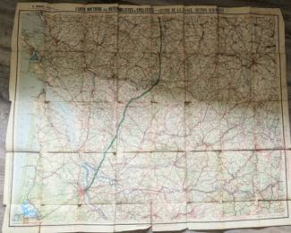 Automobile & cyclist map France WWI era