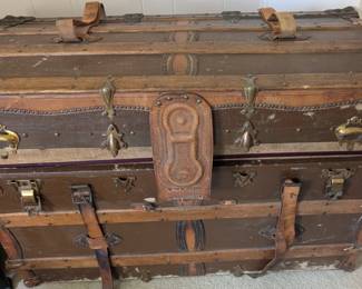 Handsome antique trunk with original label! J.W. Edmonds Sons Trunks, Traveling bags and Leather Goods.