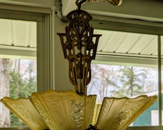 1930s Art Deco five light chandelier by Lightolier!