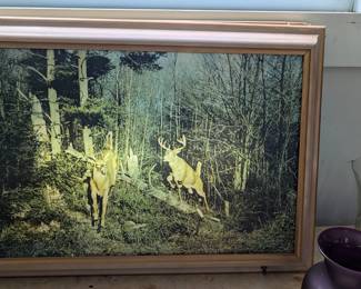 Vintage Helmscene light with bucks/deer. Perfect for a hunting cabin.