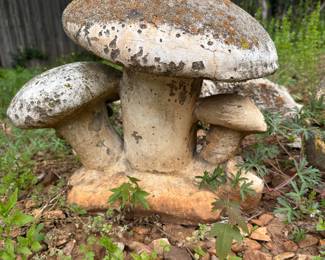 Concrete Mushroom statues. These aren't edible but they are worth hunting for. Come hunt for your mushrooms.