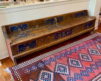 Hand painted German or Hungarian Dowry Bench