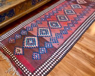 Kilim rug 9.5 ft by 4.25 ft, small imperfections throughout