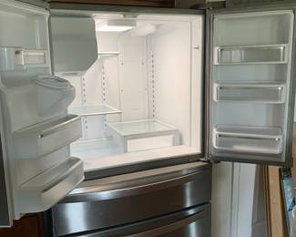 Stainless steel refrigerator inside view