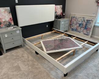 White Faux Leather Queen Bed Frame
