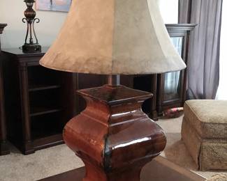 Glazed pottery table lamp