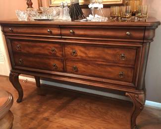 French style mahogany finish sideboard with six drawers