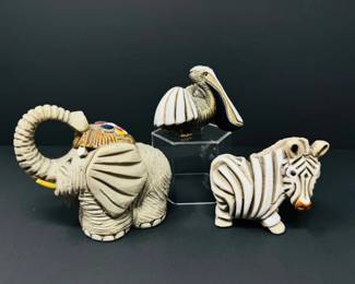58 ArtesaniaRinconadaUruguayFigurinesElephantPelicanZebra