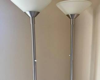 21 Pairof72TorchiereFloorLampsBrushedMetalFrostedGlass