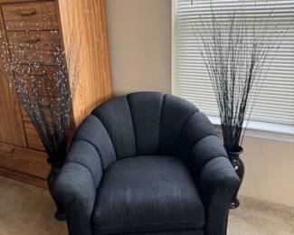 39 VintageSwivelBarrelChair2DecorativeFloorVaseswSticks
