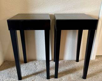 30 PairofBlackGlassTopAccentTablesSleekPlantStands