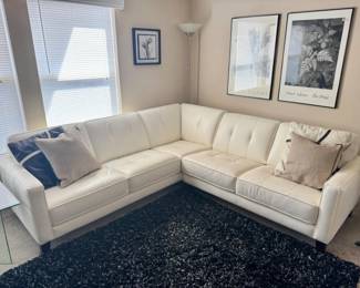 12 LargeWhiteLeatherSectionalSofa94x90wPillows