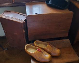 Look at the shoes. Two vintage pieces of luggage