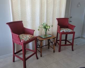 2 Wicker high top chairs