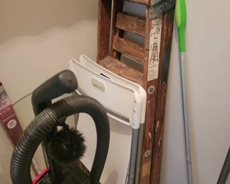 Ladder, extra folding chairs, vacuum