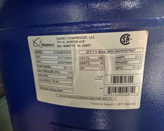 Quincy Compressor Model and Serial Numbers, Specs.