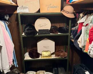 Vintage Hats and Hat Boxes Women's and Men's Vintage Purses Vintage Phones Metal Rack Clothes and Vintage Wedding Dress Cleaned in Box