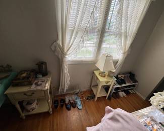 Two Nightstands, Shoe Racks and Women's Shoes