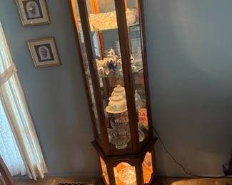 Lighted Top and Bottom 5 Shelf Curio Cabinet