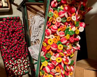 Vintage Blow Mold and Wood Bead Garlands