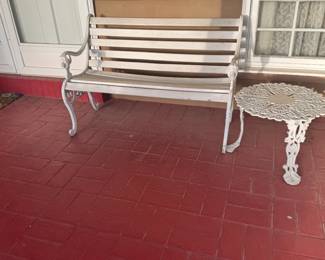 Wrought Iron Bench and Table