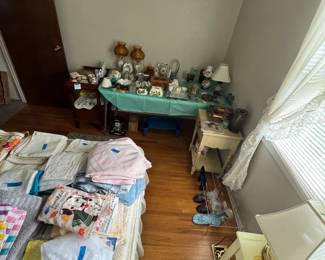 Table with Lamp, Lots of Decor Items