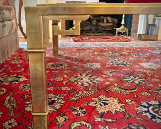 Square Asian brass and glass coffee table