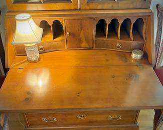 Vintage Henredon walnut secretary and hutch